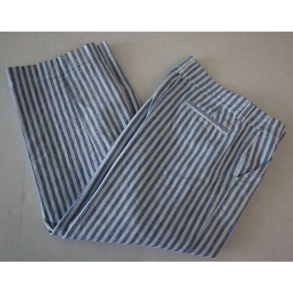 Vineyard Vines Women’s Sz 8 White/Blue Striped Linen Blend Catamaran Capris $108 - Picture 10 of 10